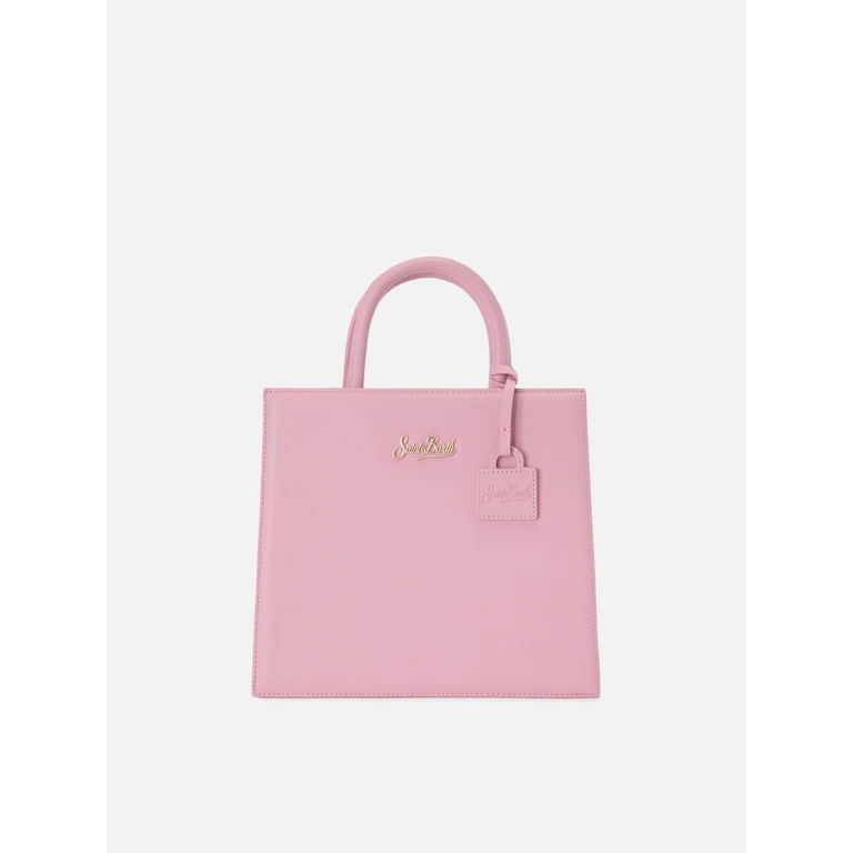 Mc2 Saint Barth Structured Shop Midi Bag In Pink Smooth Leather With Metal Tag __single__ - Unisex