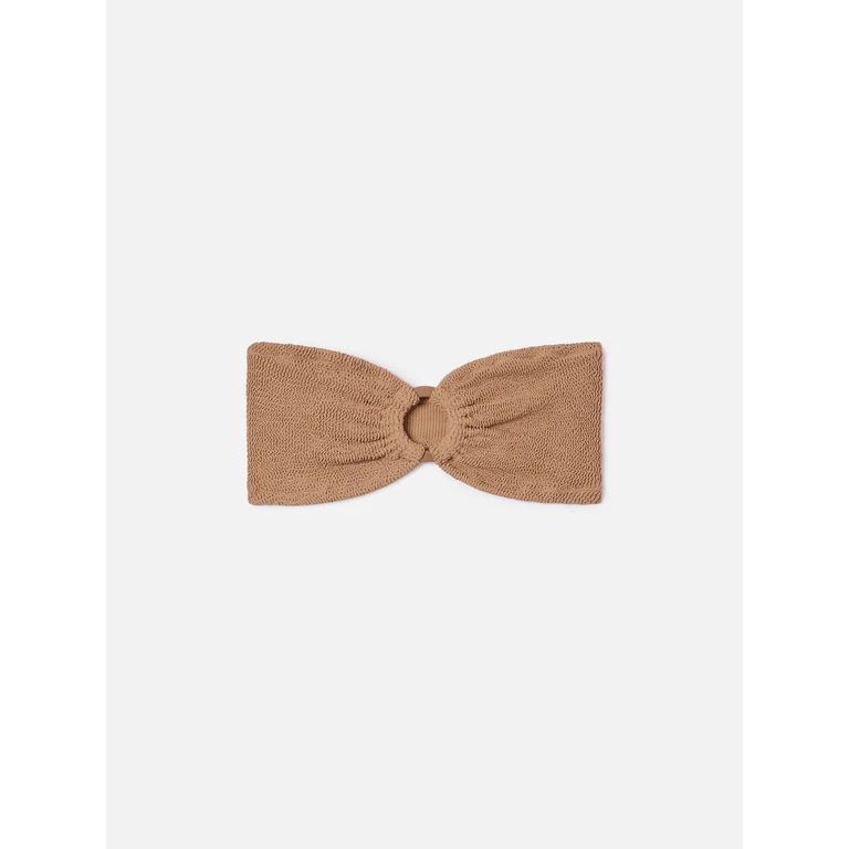 Mc2 Saint Barth Yulia Bandeau Bikini Top Orange Crinkle Fabric White - Women