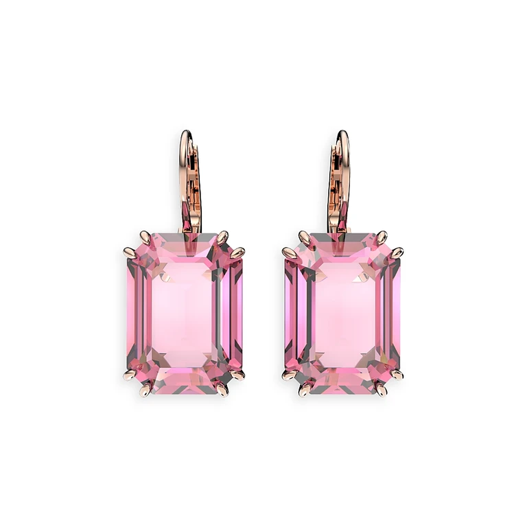 Swarovski Millenia Pink Crystal Drop Earrings in Rose Gold Tone
