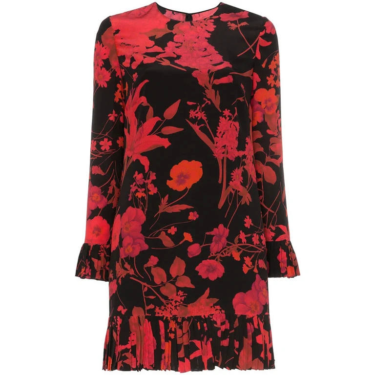 Valentino Garavani Floral Print Long-Sleeve Minidress