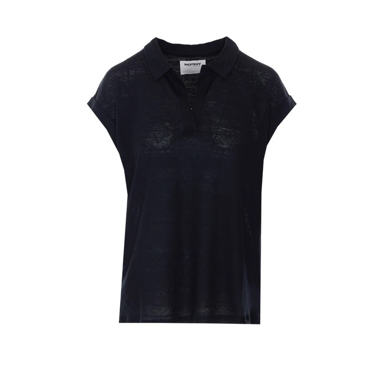 Not Shy T-Shirts And Polos Black Linen - Women
