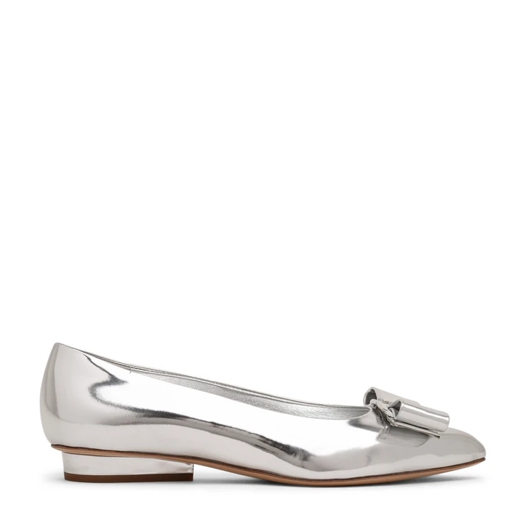 Salvatore Ferragamo Ladies Grey Viva Leather Ballet Flats