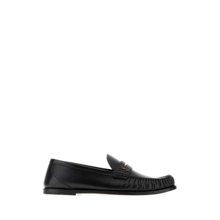 Saint Laurent Black Leather Laurent Loafers Nero Mocassini - Men