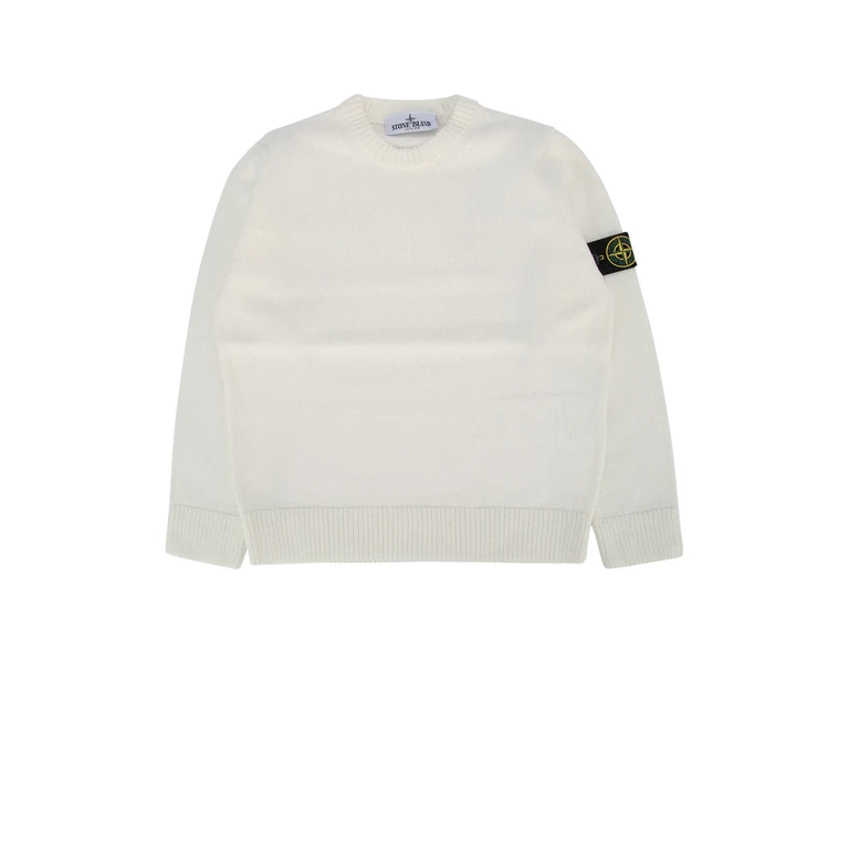 Stone Island Kids Crew Neck White Capo: Cotone Maglieria