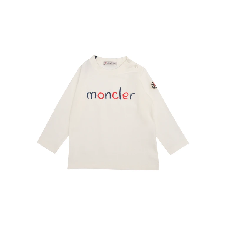 Moncler Baby LS T-SHIRT Beige Elastane Cotton Long Sleeves