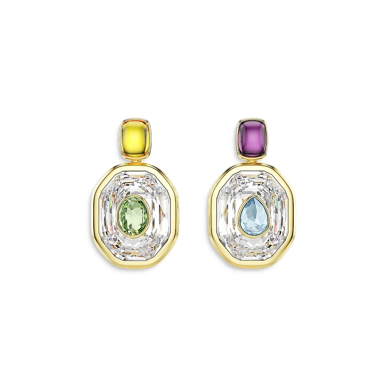 Swarovski Chroma Octagon Crystal Asymmetrical Drop Earrings