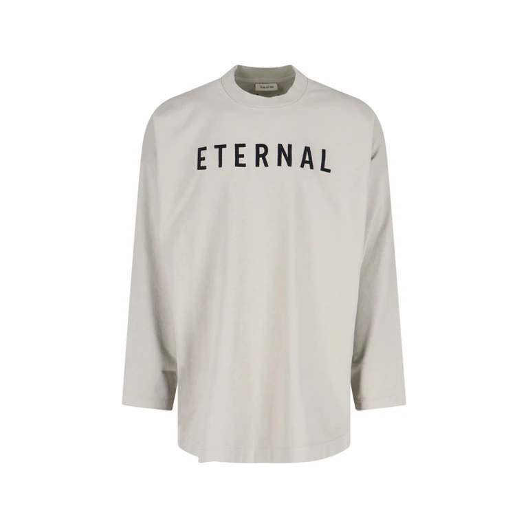 Fear of God eternal Beige Crewneck T-shirt With Dropped Shoulders And Tonal Embroidery On The Front In Cotton Blend Man