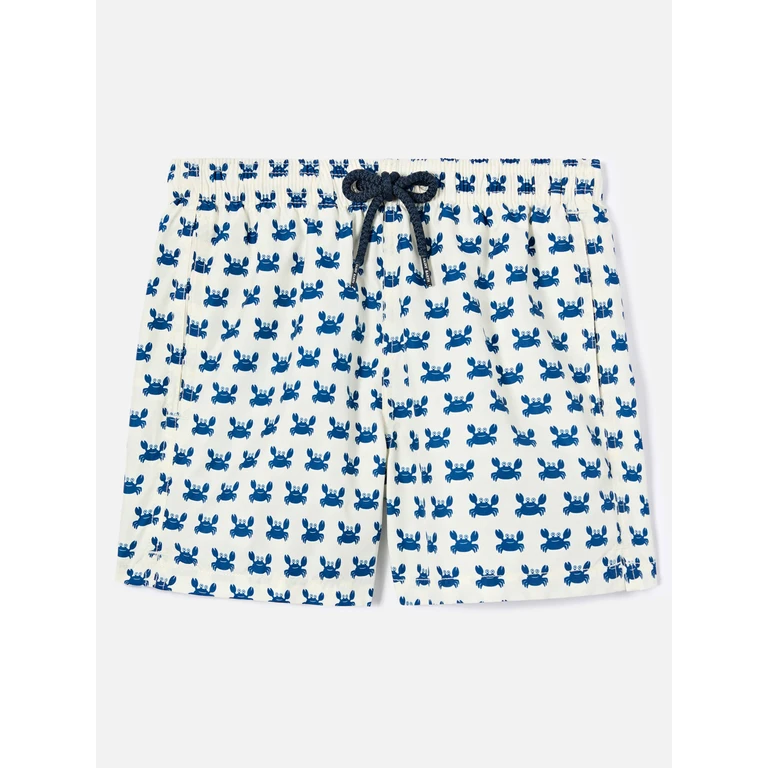 Mc2 Saint Barth Jean Lighting Swim Shorts With Crab Gang All-Over Print White Swimshort