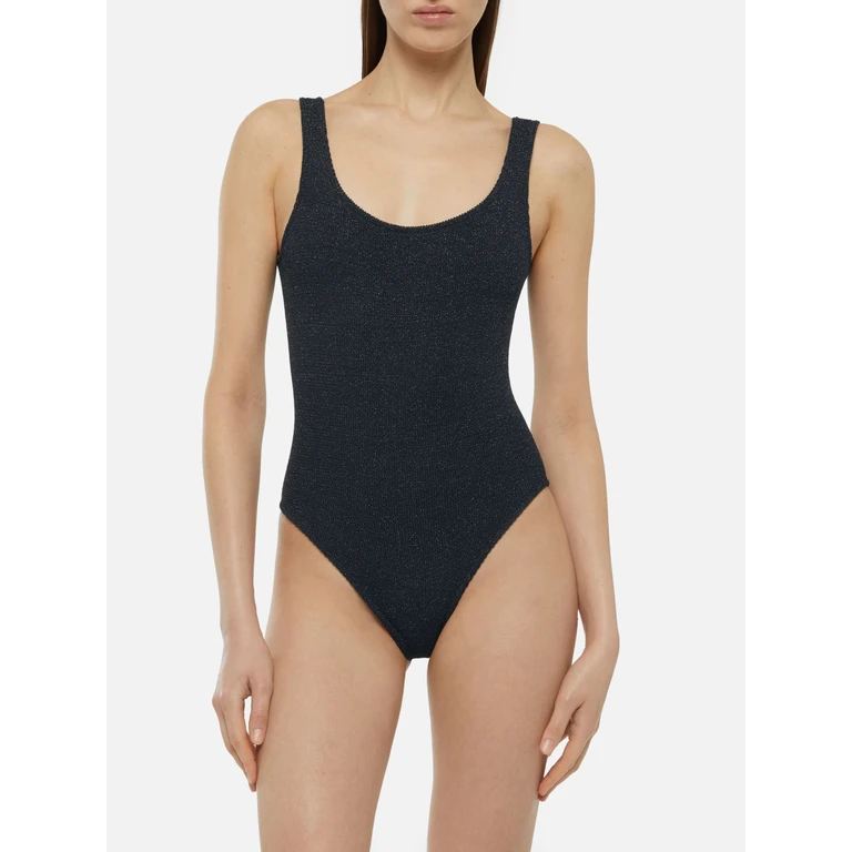 Mc2 Saint Barth Lora Crinkle Lurex Black One-Piece Swimsuit One Piece - Women