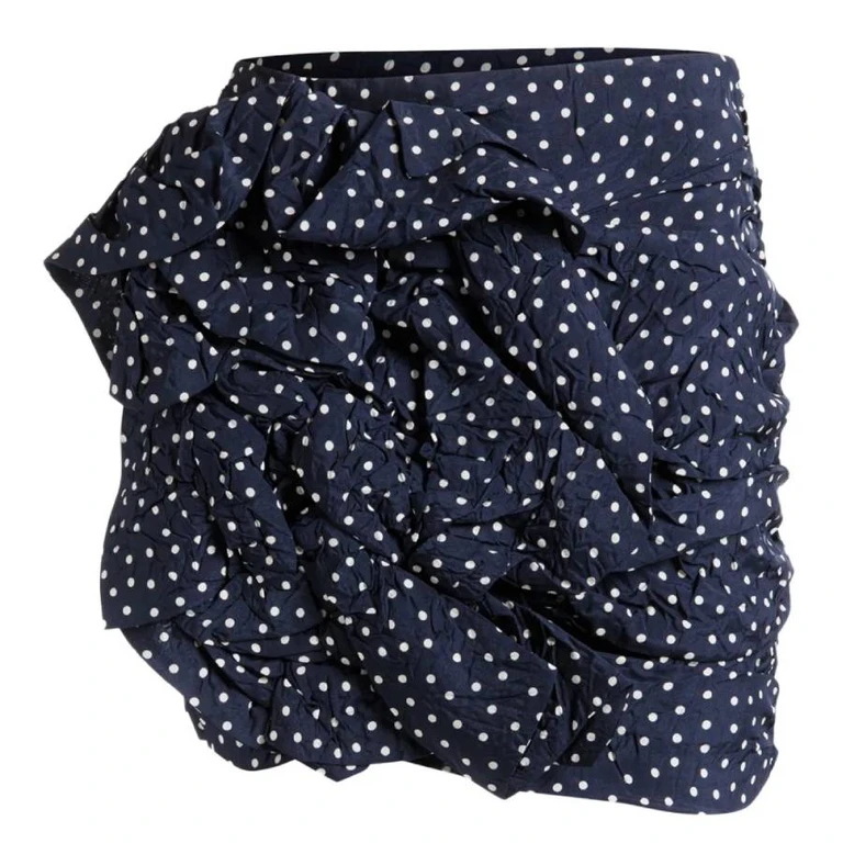 Bally Ardeola Polka-Dot Ruched Mini Skirt
