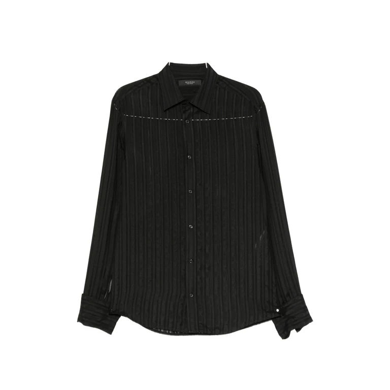 Gucci Vertical-stripe Semi-sheer Shirt