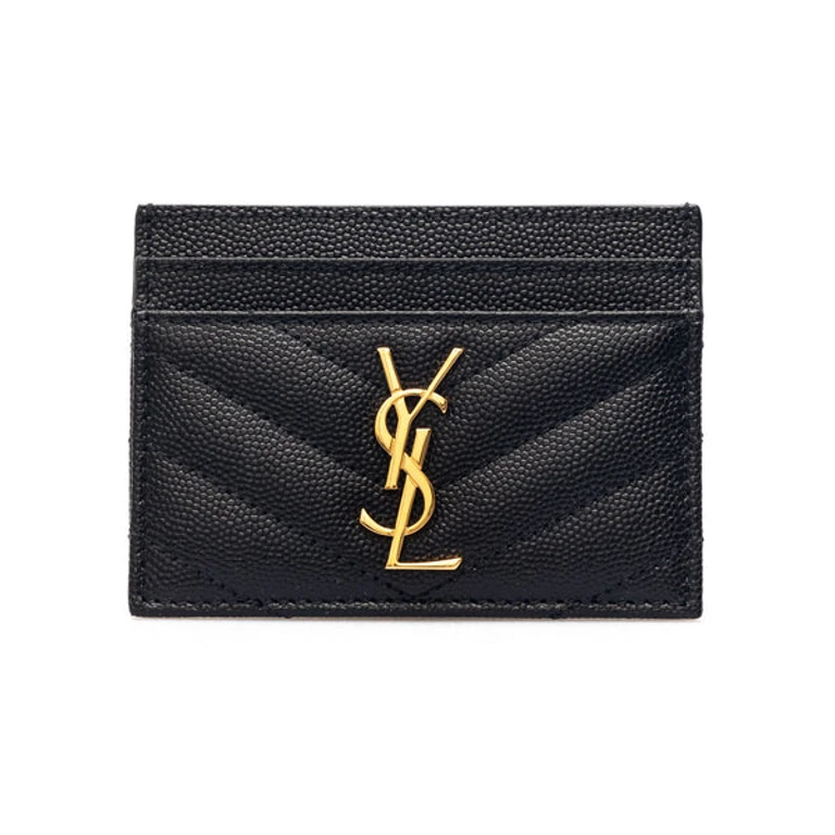 SAINT LAURENT Grain de Poudre leather cardholder Woman One Size