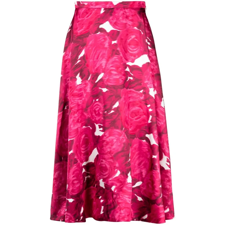 Valentino Garavani Blurred Rose-Print Skirt