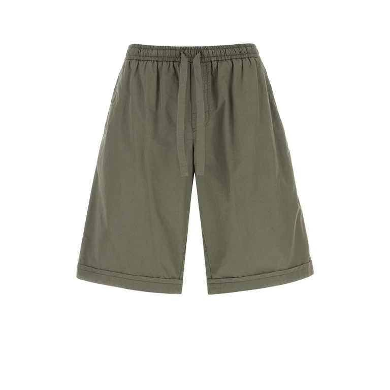 Olive Green Poplin Bermuda Shorts Grigioscuro4 Exterior: Cotton - Men