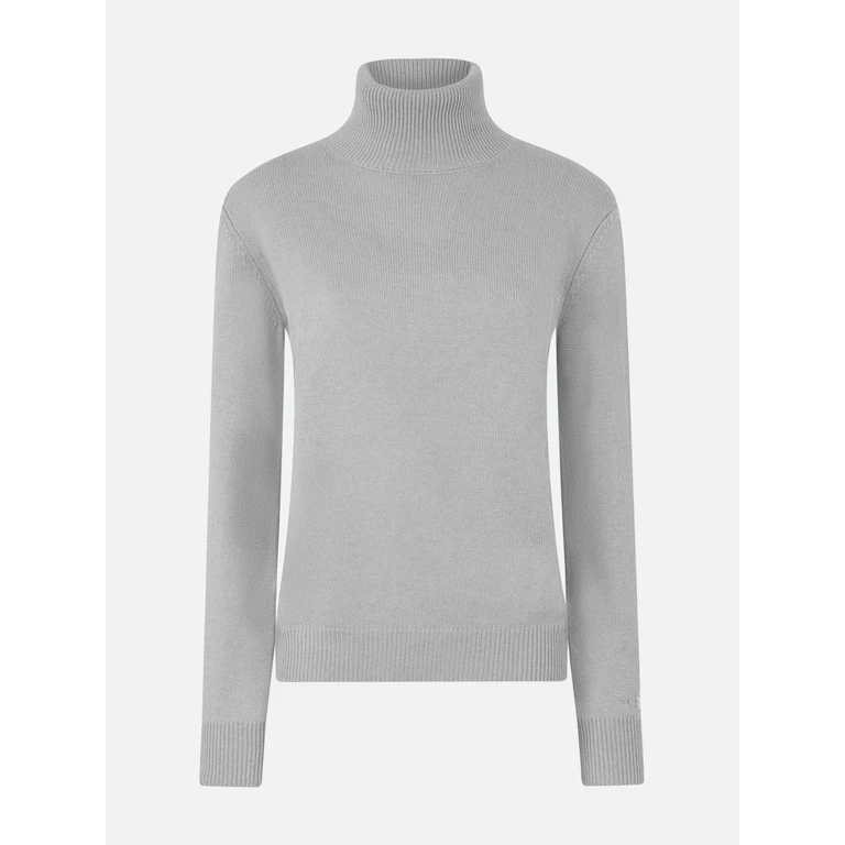 Mc2 Saint Barth Moody Grey Mélange Pure Cashmere Turtleneck Sweater - Women