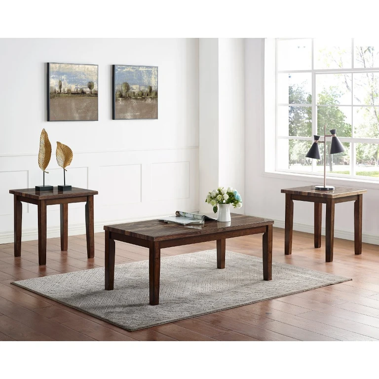 Korlyn Walnut Brown 3 Piece Coffee Table Set
