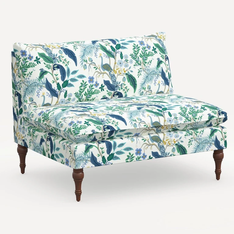 Louie Blue Peacock Armloses Zweisitzer-Sofa