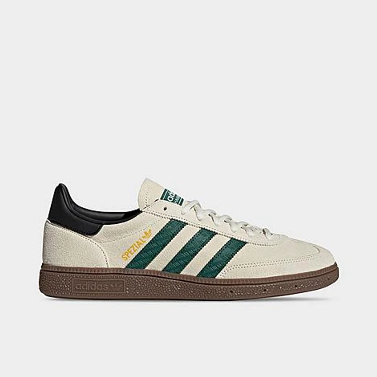 adidas Men's Originals Handball Spezial Casual Shoes in Off White/Collegiate Green/Gum Size: 7.5