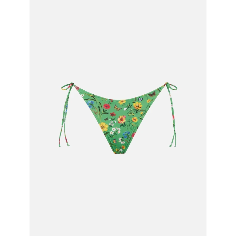 Mc2 Saint Barth Cheeky Swim Briefs Norah With Flower Print Green Bottom - Women