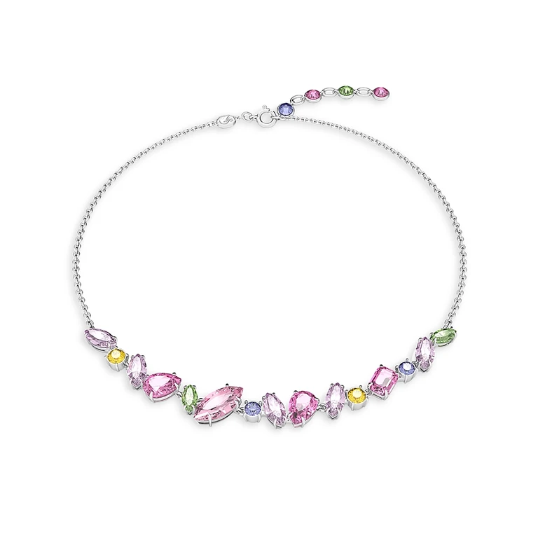 Swarovski Gema Multicolor Crystal Choker Necklace in Rhodium Plated, 15