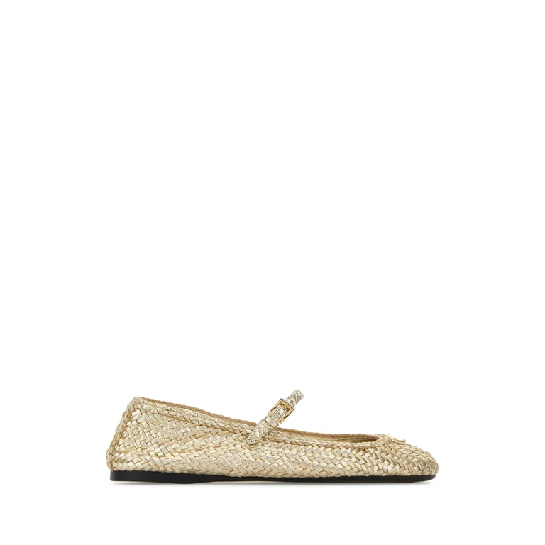 Prada Gold Leather Ballerinas Pirite Ballerine - Women