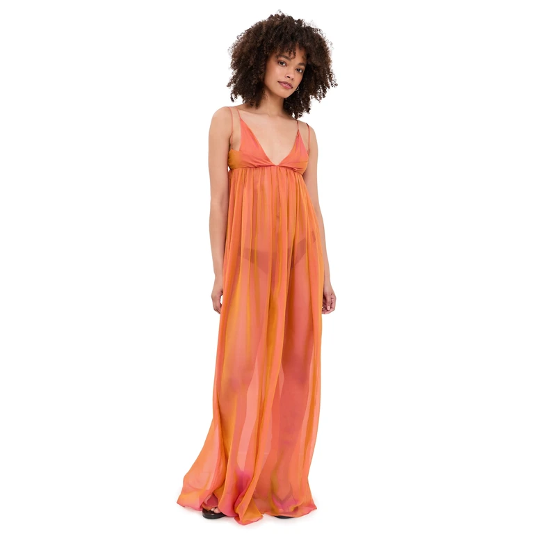 House of Aama Anancy Iridescent Silk Maxi Dress Orange 4