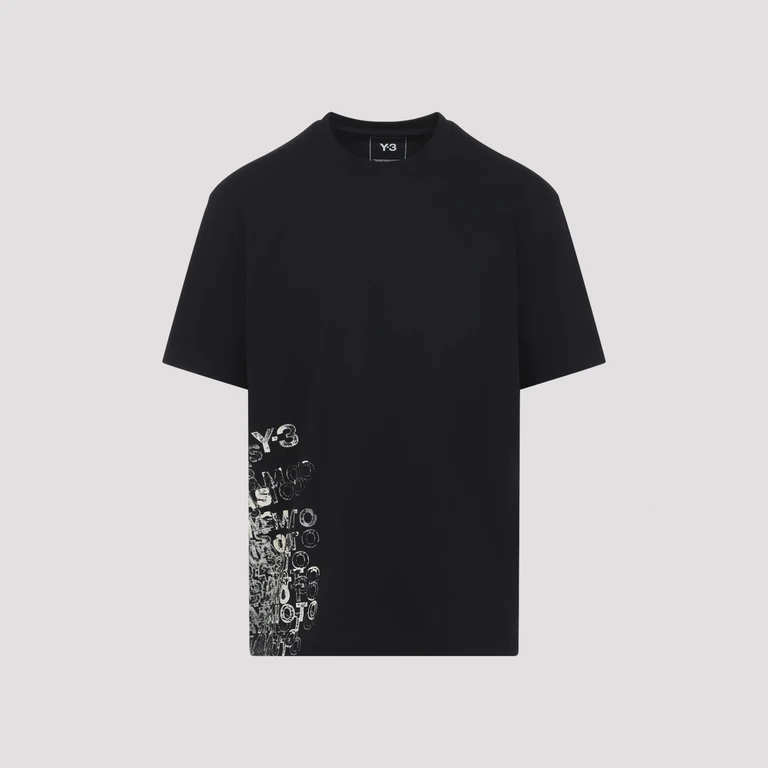Y 3 Y-3 Gfx Short Sleeves Tee Black Cotton Tshirt - Men