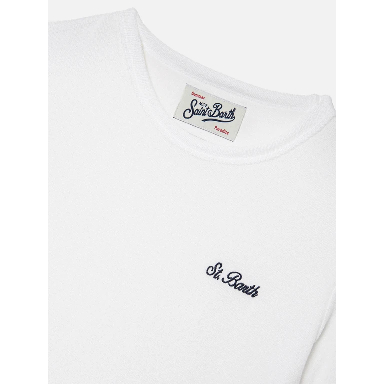 Mc2 Saint Barth White Gary Jr T-Shirt Terry-Effect Fabric With Embroidered Logo