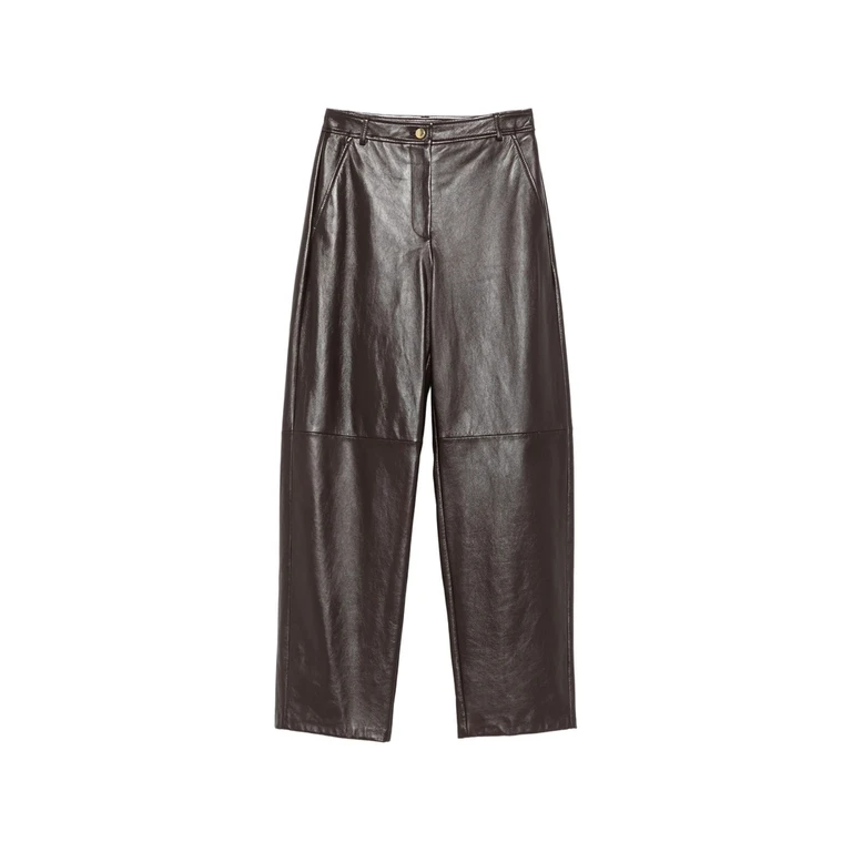 Max Mara Studio Legno Wide-leg Leather Trousers