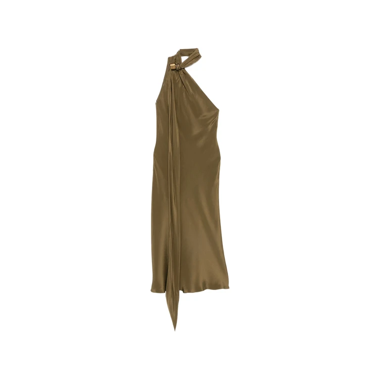 Max Mara Pianoforte Evasto One-shoulder Hardware-detail Silk Midi Dress