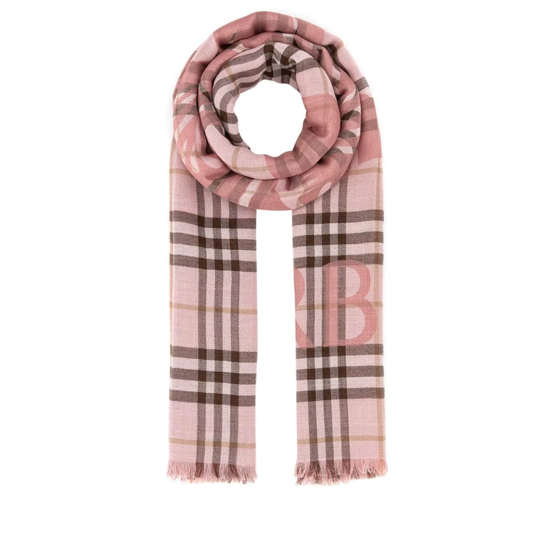 Burberry Embroidered Wool Blend Scarf Bowpink Exterior: Silk Sciarpe E Foulard - Women