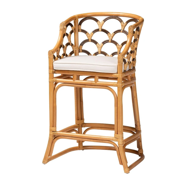 Veneto Light Brown Rattan Bar Stool