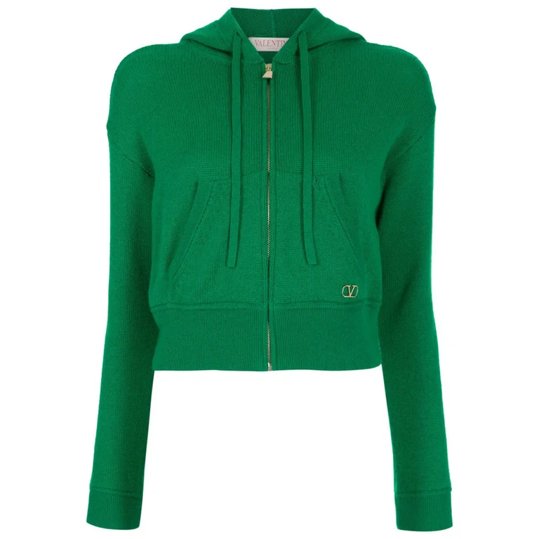Valentino Garavani Logo-Plaque Cashmere Hoodie