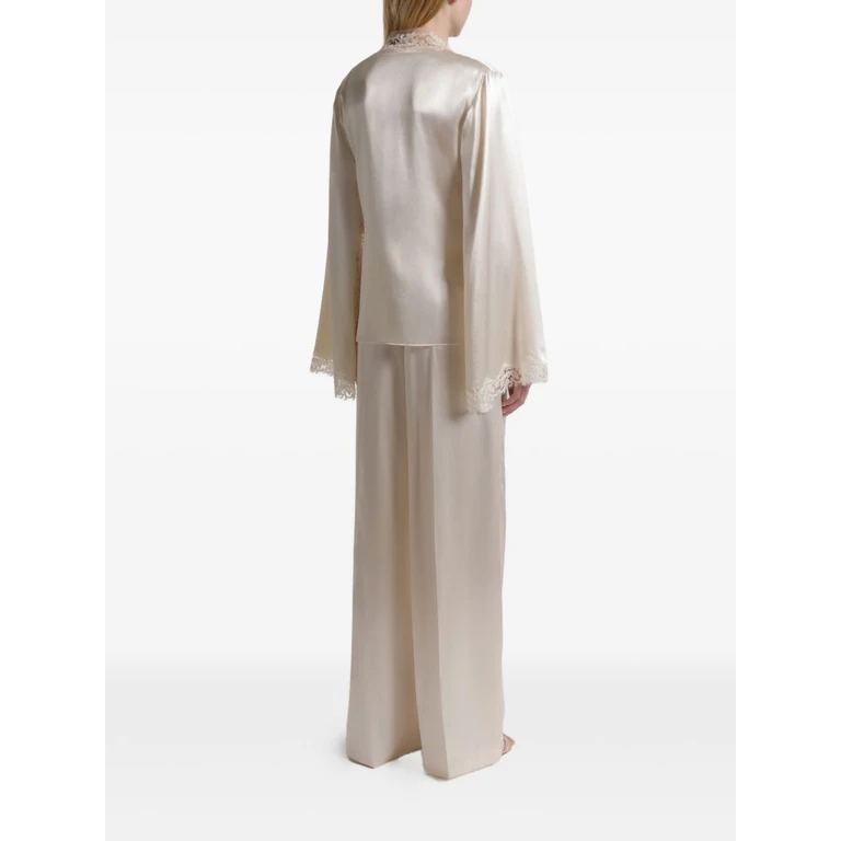 Alberta Ferretti High-waist Satin Wide-leg Trousers