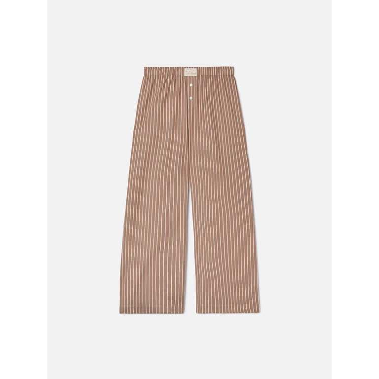 Mc2 Saint Barth Beige Striped Doha Poplin Trousers Brown Pant - Women