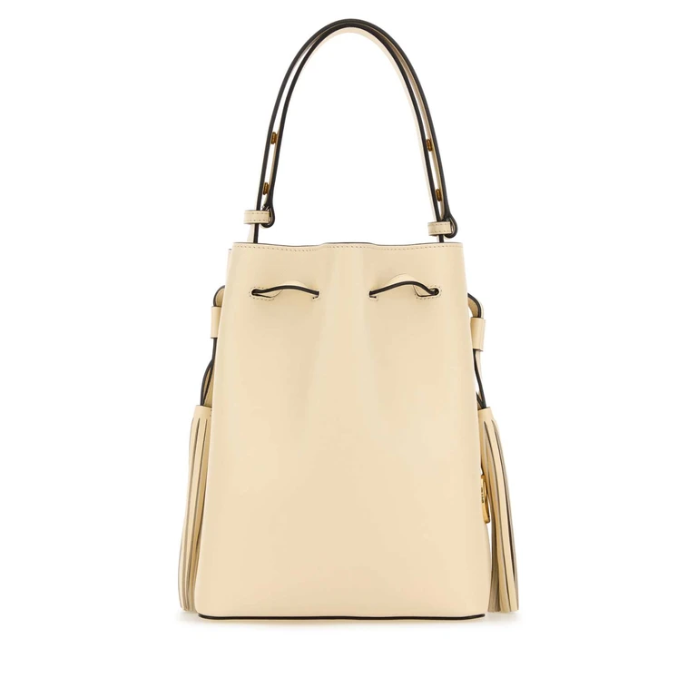 Valentino Garavani Ivory Leather Vlogo Signature Bucket Bag Butterwhite Calf - Bos Taurus Borse A Secchiello - Women