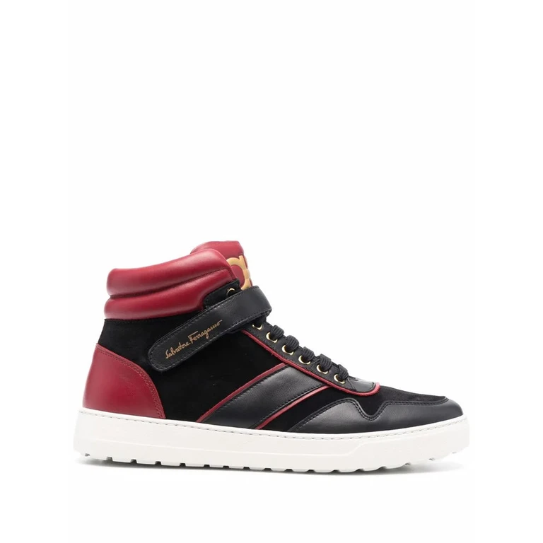 Ferragamo Mens Red Noe High Top Sneakers