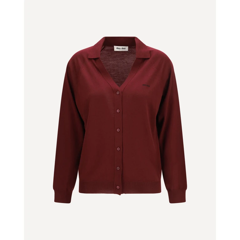 MIU MIU Virgin wool Cardigan with a collar Female 38