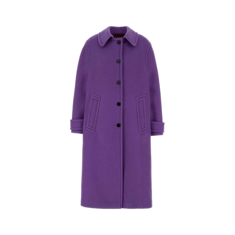 Gucci Purple Wool Blend Coat Newmagicpurple Exterior: Cashmere Nylon Cappotti - Women