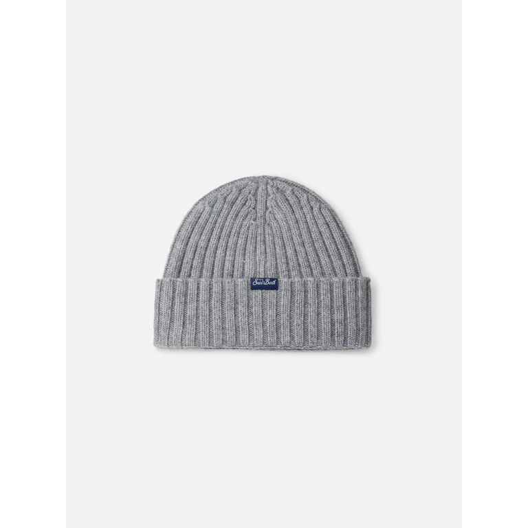 Mc2 Saint Barth Rribbed Hat Wengen With Courma Embroidery Grey - Unisex
