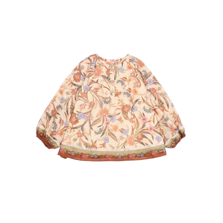 Zimmermann Indra Kids Trim Contrast Top Beige Cotton