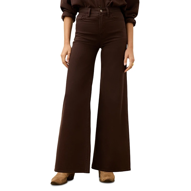 Faherty Saturday High Rise Wide Leg Jeans in Chocolate Brown