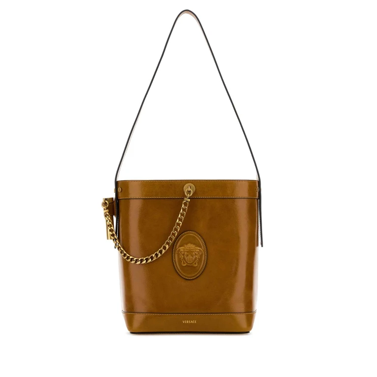 Versace Camel Leather Bucket Bag Natural Borse A Secchiello - Women
