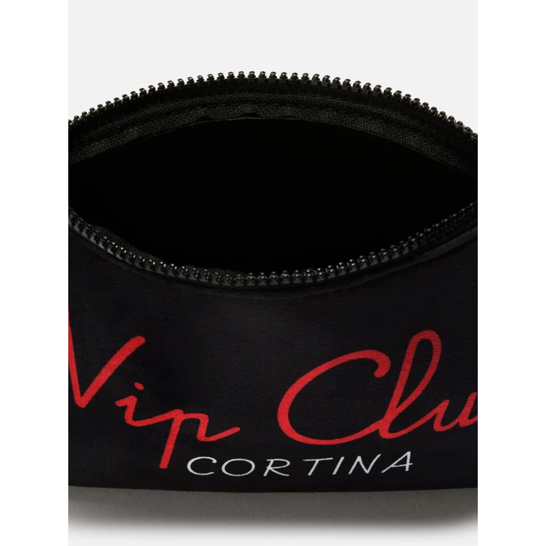Mc2 Saint Barth Aline Pouch Wool-Effect Fabric With Vip Club Print Special Edition Black Pochette - Unisex