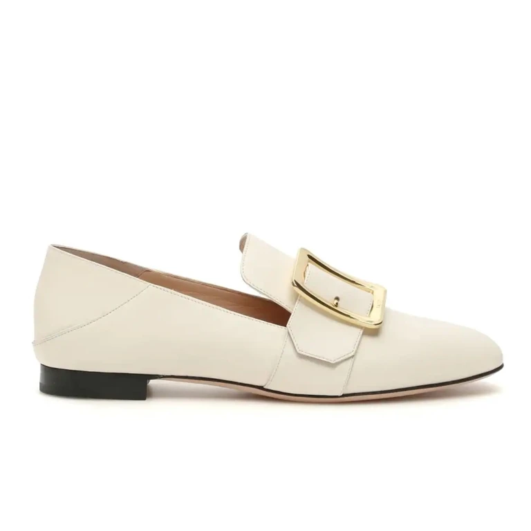 Bally Ladies Janelle White Leather Loafers