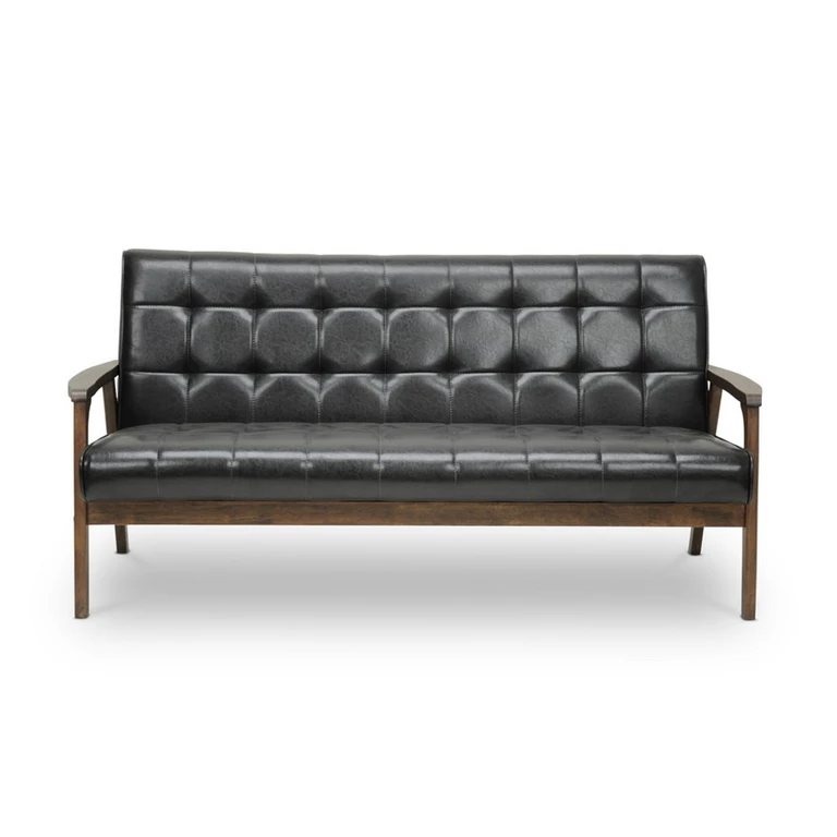 Masterpieces Mid Century Modern Dark Brown Sofa