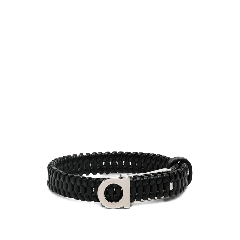 Ferragamo Gancini Braided Leather Bracelet