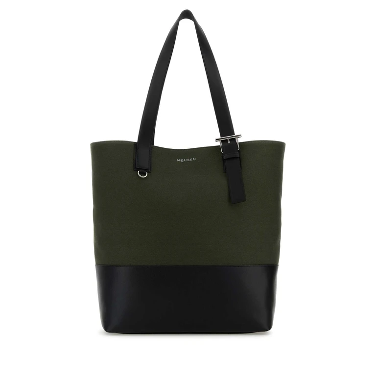 Alexander McQueen Army Green Canvas Shopping Bag