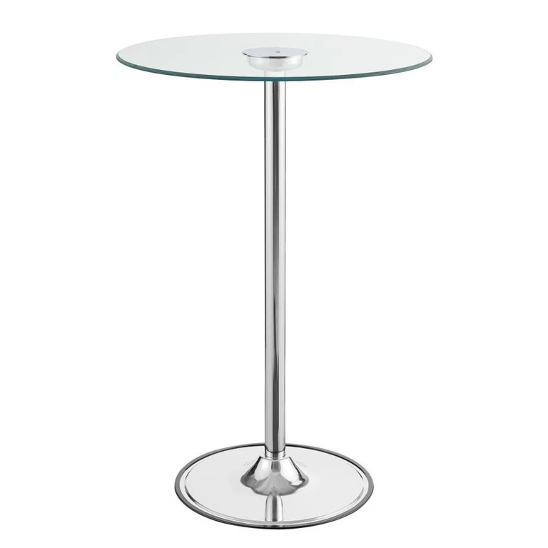 LED Light Up Chrome and Glass Bar Table - Braden