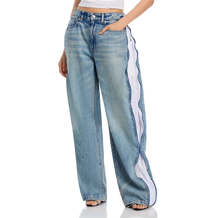 alexanderwang. t High Rise Curved Zipper Trim Jeans in Vintage Bleach Blue